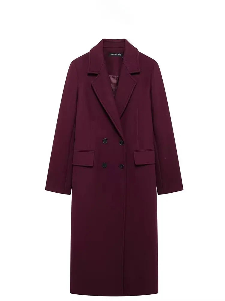 VALÉRANE | Bordeaux Double-Breasted Coat