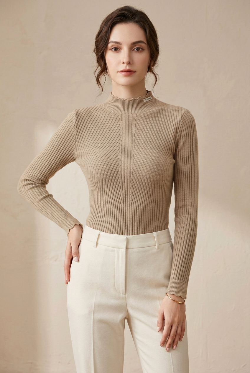 Camisola bege em modelo