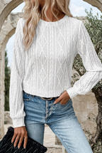 Adèle white textured top front view on a stone terrace