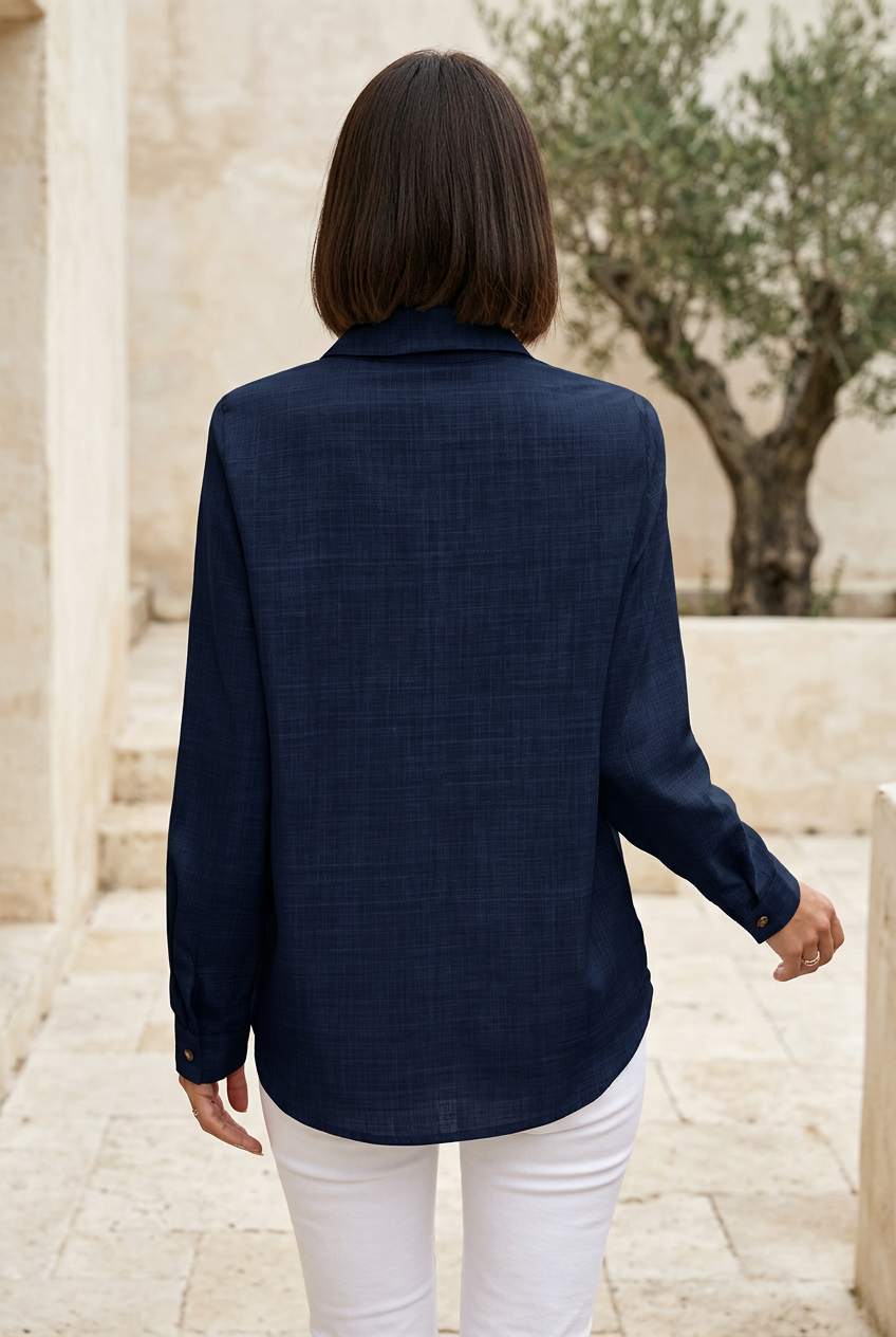 Navy blue blouse back view