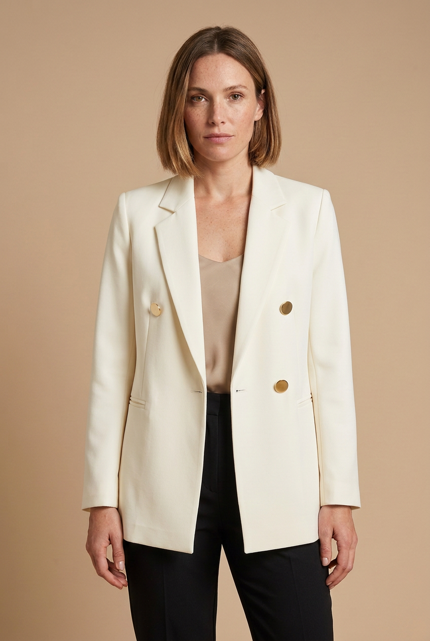 Céleste off-white blazer worn by a model
