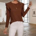Camille brown knit top in a bright gallery