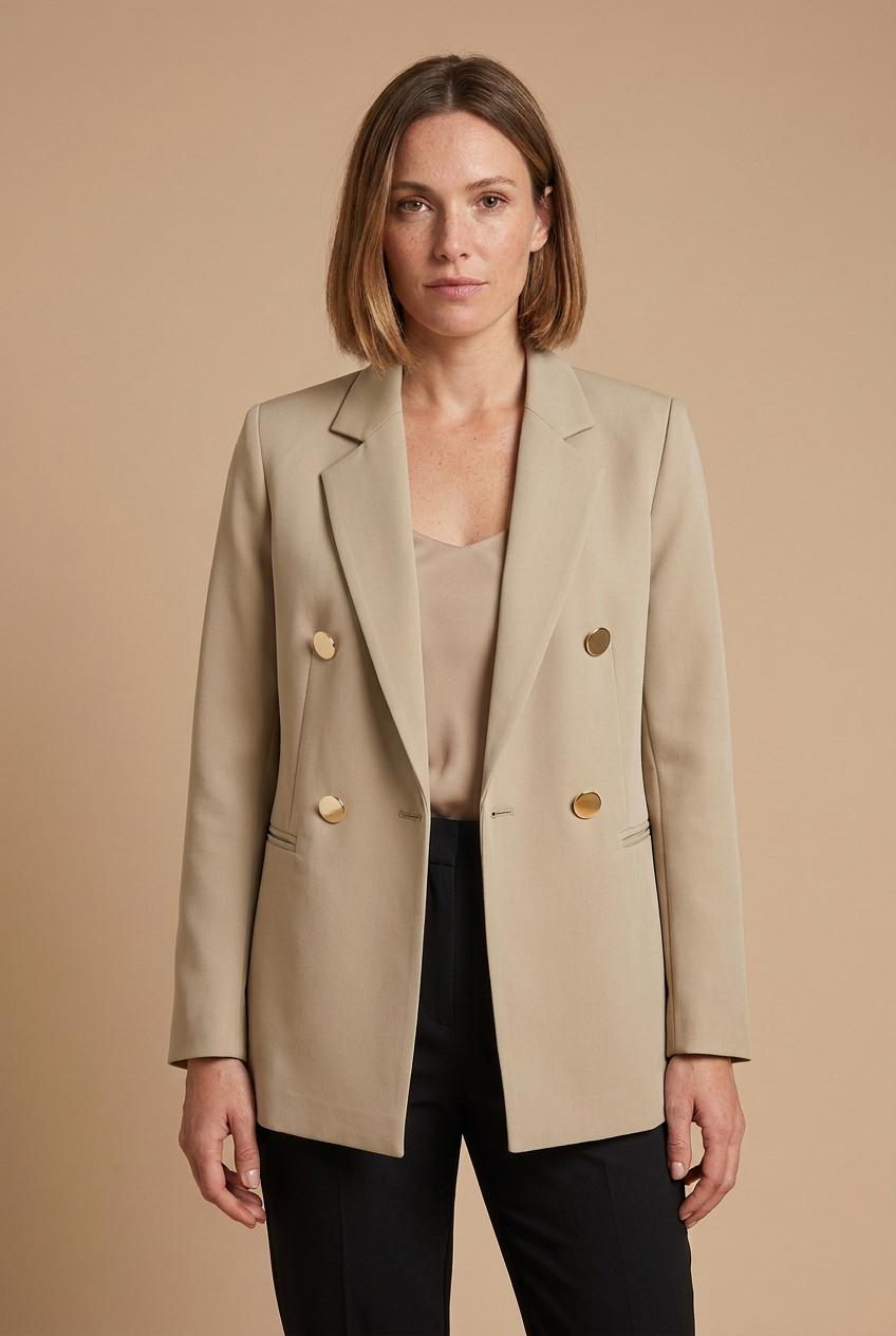 Céleste khaki blazer worn by a model