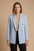 Céleste light blue blazer worn by a model