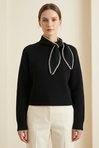 Éclat Bow-Neck Sweater in black
